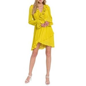 Endless Rose Pleated Mini Dress NWT Yellow S